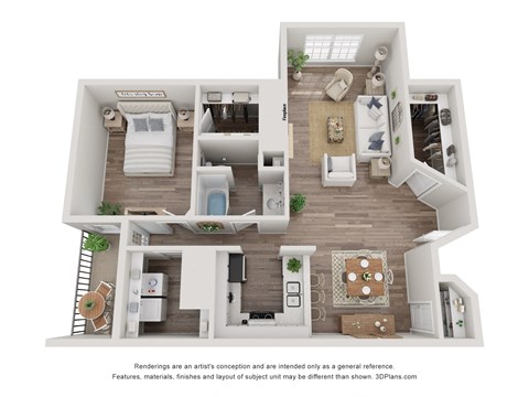 Floor plan for 1 bed, 1 bath, 1100 sqft
